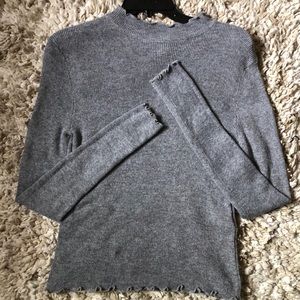 Plus Size Ruffled Gray Sweater